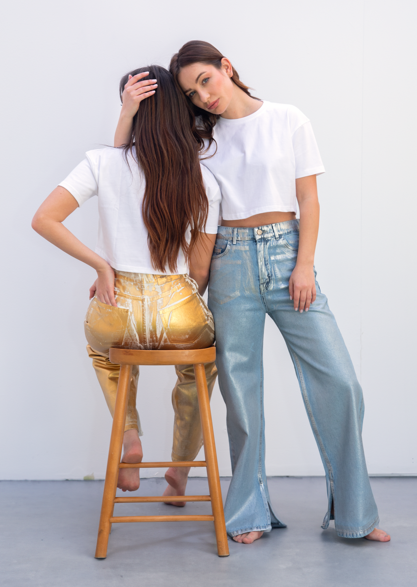 GOLD COATED WHITE JEANS