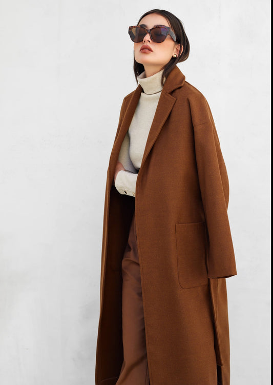 Oversize Long Belted Wool Coat