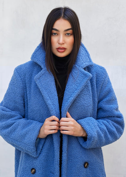 Blue teddy 2024 coat topshop